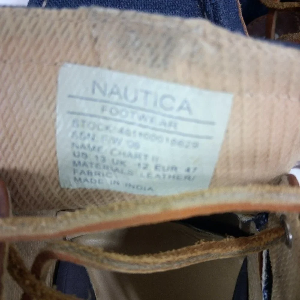 NAUTICA Men’s Size 13 Leather Canvas Boat Shoes